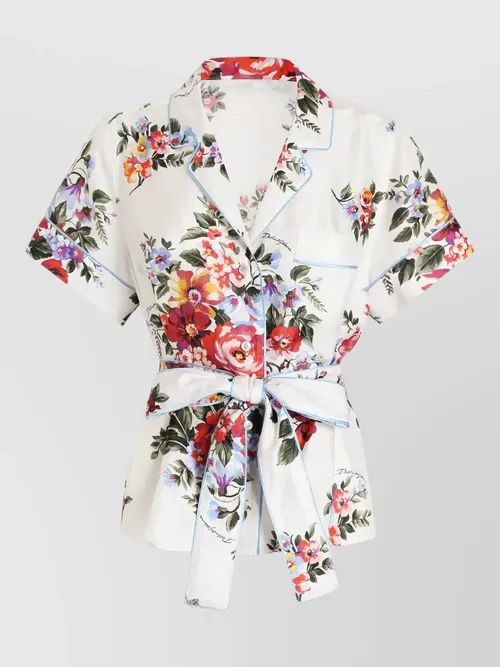 Dolce&Gabbana - flower bouquet twill vanity shirt belt
