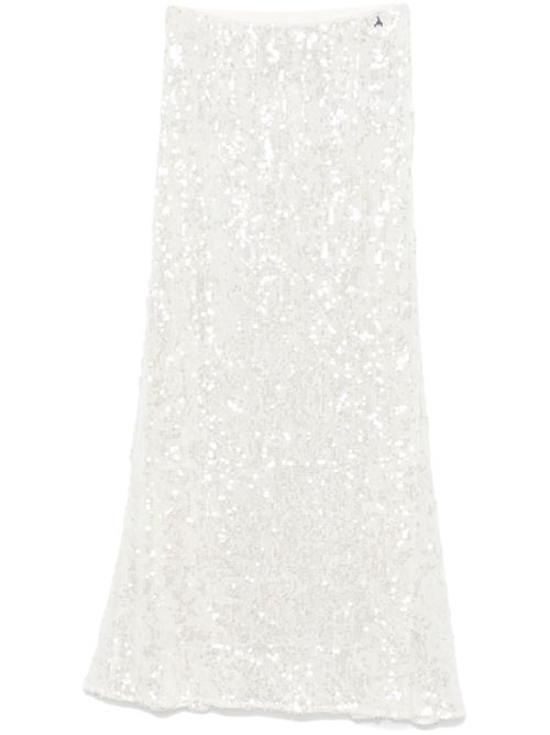 Sequinned tulle midi skirt - White