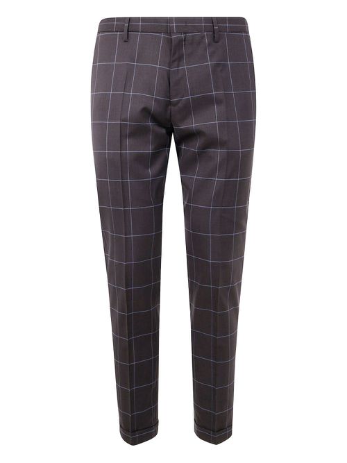 Checked-pattern tailored trousers - Brown