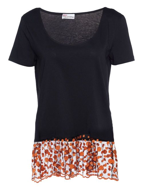 Embroidered cotton top - Black