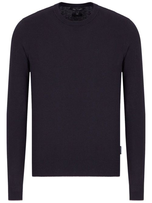 Logo-embroidered knitted jumper - Blue
