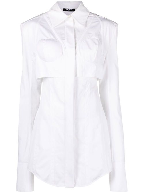 Bustier-cut poplin shirt - White