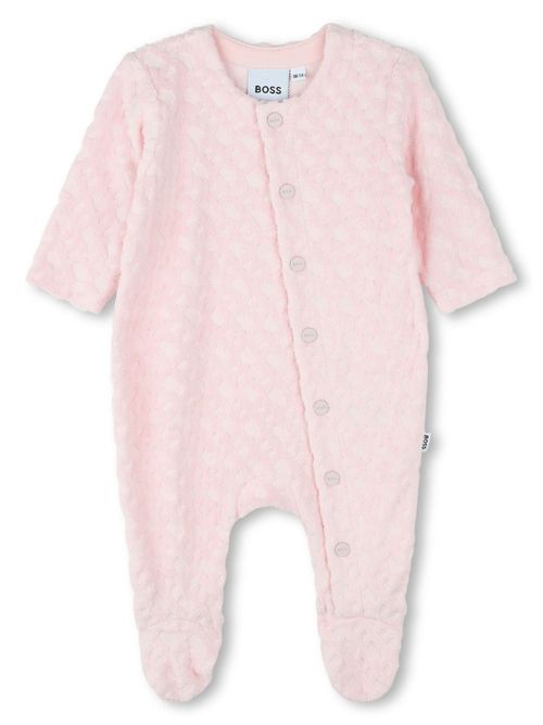 Monogram-jacquard babygrow - Pink