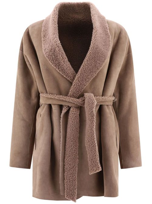Leather shearling jacket - Neutrals