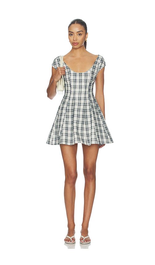 GUIZIO Leila Mini Dress in Green. M. Also in S