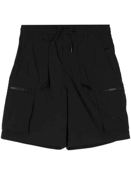 Drawstring-waist panelled shorts - Black