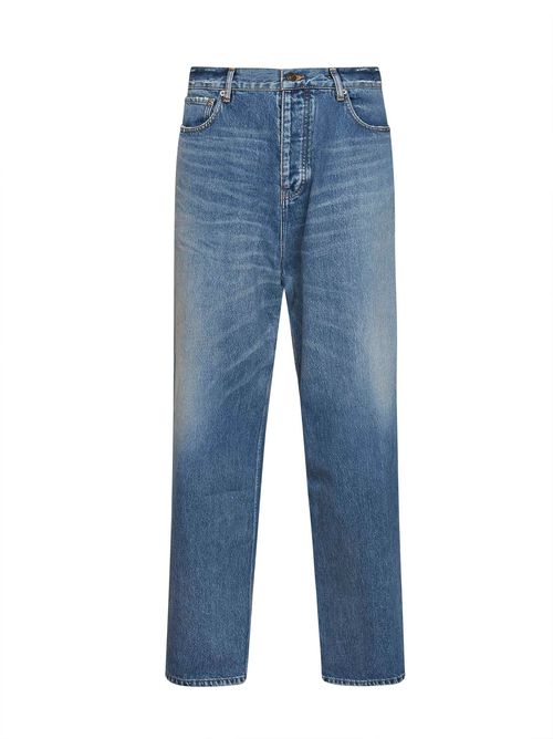 Baggy Distressed Denim Jeans — Blue