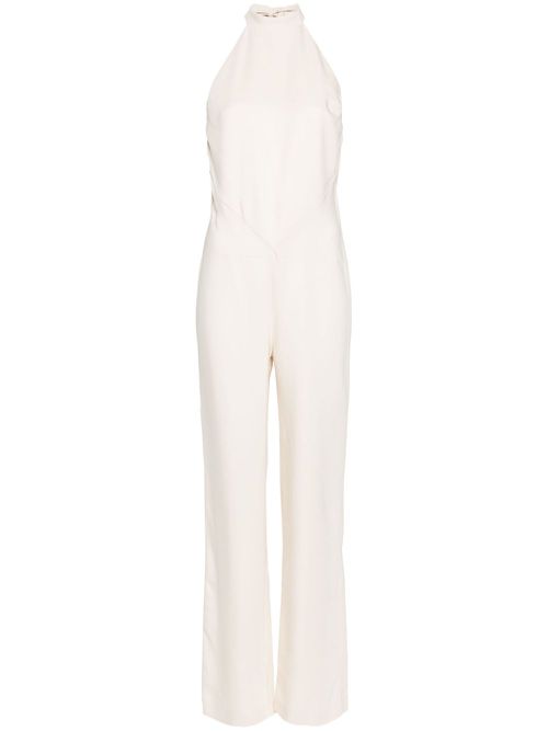 Halterneck open-back jumpsuit - Neutrals