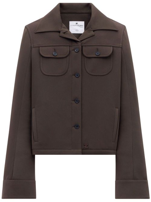 Single-breasted twill jacket - Brown