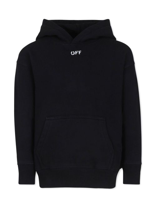 Off-stamp cotton hoodie - Black