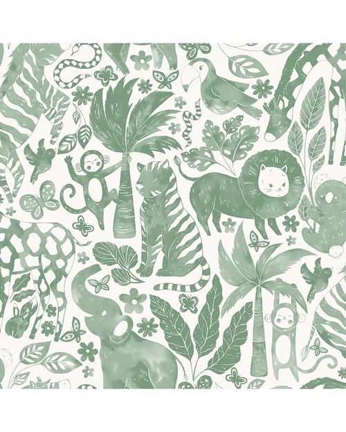 Sweet Safari Green Peel & Stick Wallpaper