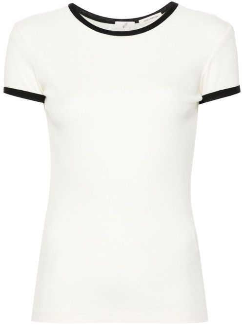 Contrast-trim fine-knit top - Neutrals