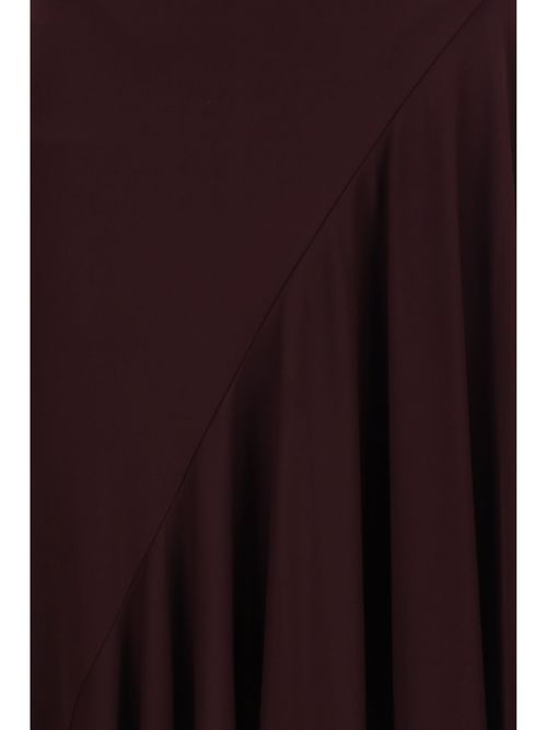 Asymmetric Ruffled Jersey Dress — Burgundy