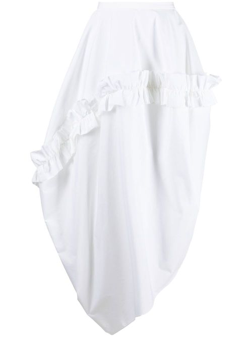 Ruffle-detail asymmetric skirt - White