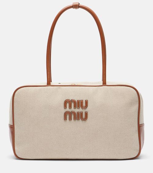 Beau leather-trimmed canvas tote bag