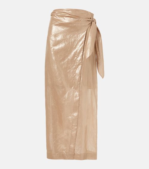 Coated cotton wrap skirt