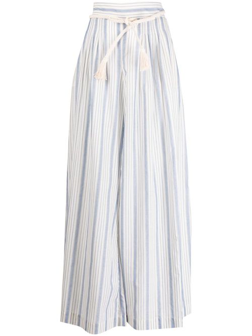 Chintz striped wide-leg trousers - Blue