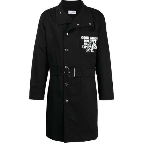 Slogan-print cotton coat