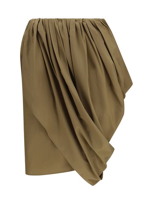 Draped Cotton Skirt — Olive