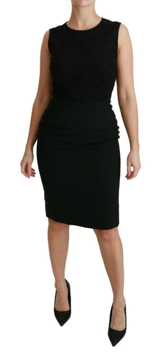 Floral Lace Sheath Dress — Black