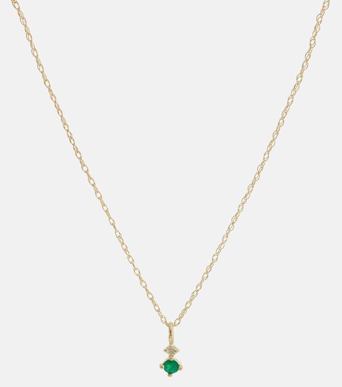 Tiny Emerald Goddess 14kt gold choker with emeralds and diamonds