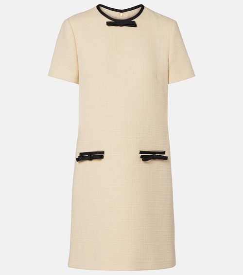 Bow-detail wool-blend tweed minidress