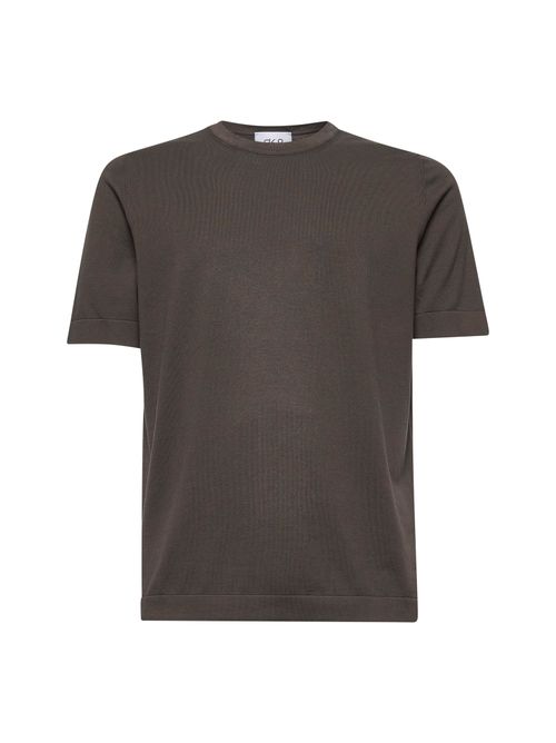 Cotton Knit T-Shirt — Brown