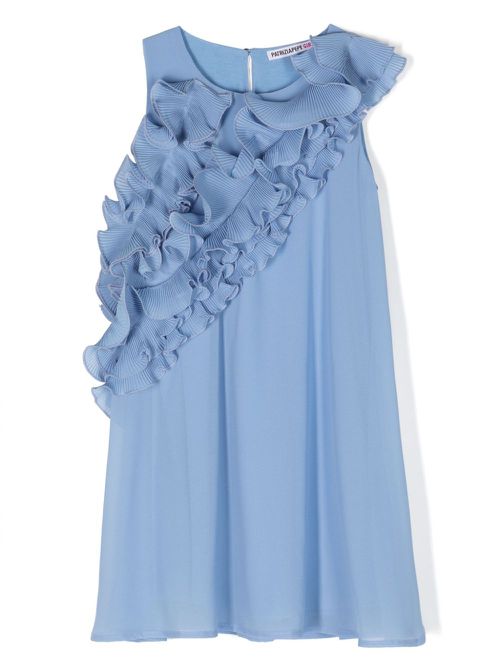 Ruffled crepe dress - Blue