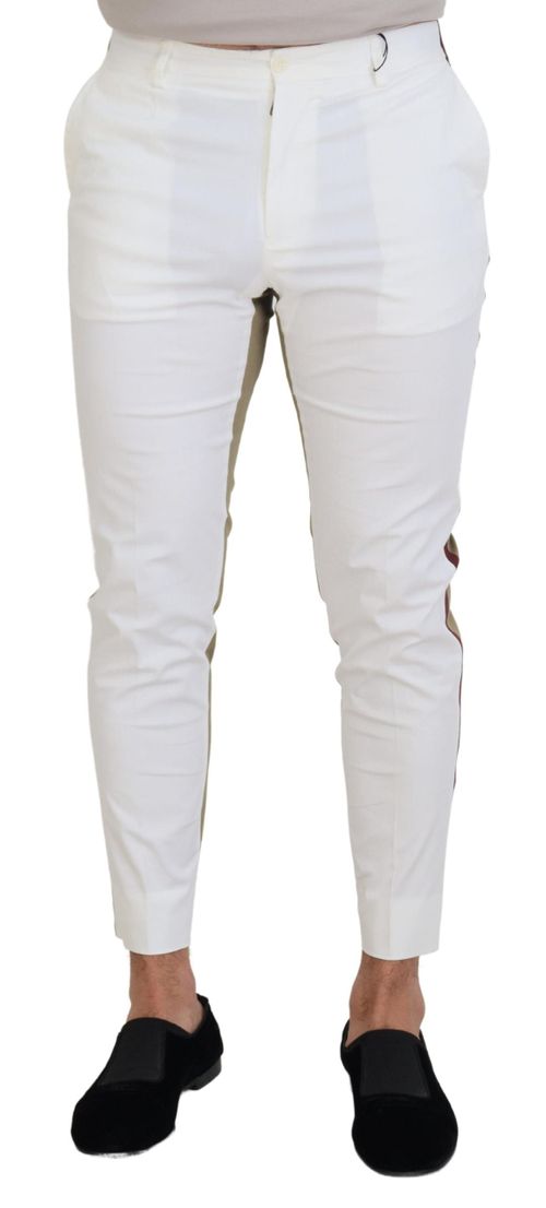 Two-Tone Slim Fit Chinos — White