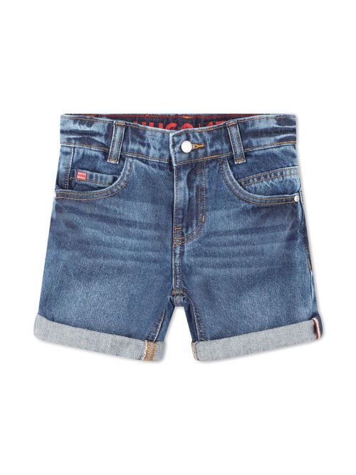 Roll-up trim denim shorts - Blue