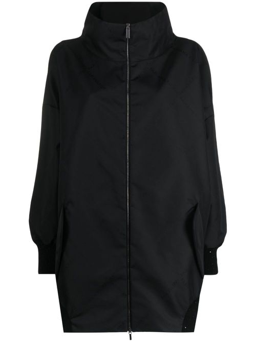 Funnel-neck coat - Black