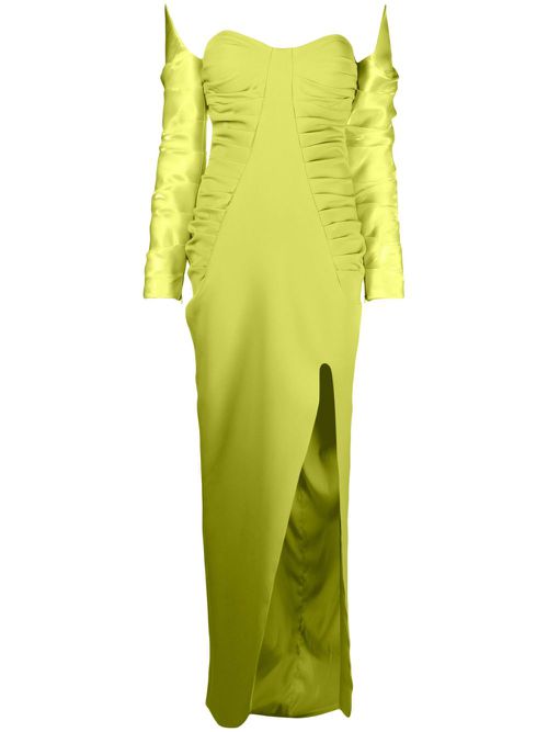Off-shoulder ruched gown - Green