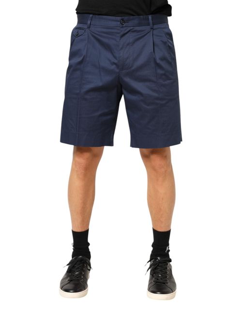 Cotton Stretch Bermuda Shorts — Blue