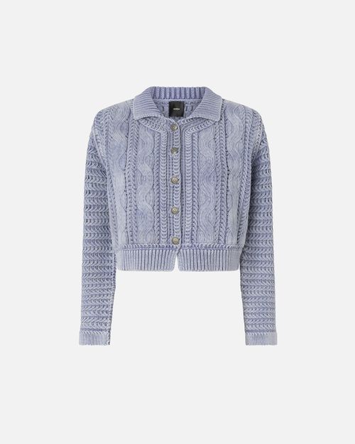 Cropped cardigan with chunky knit and braids - L