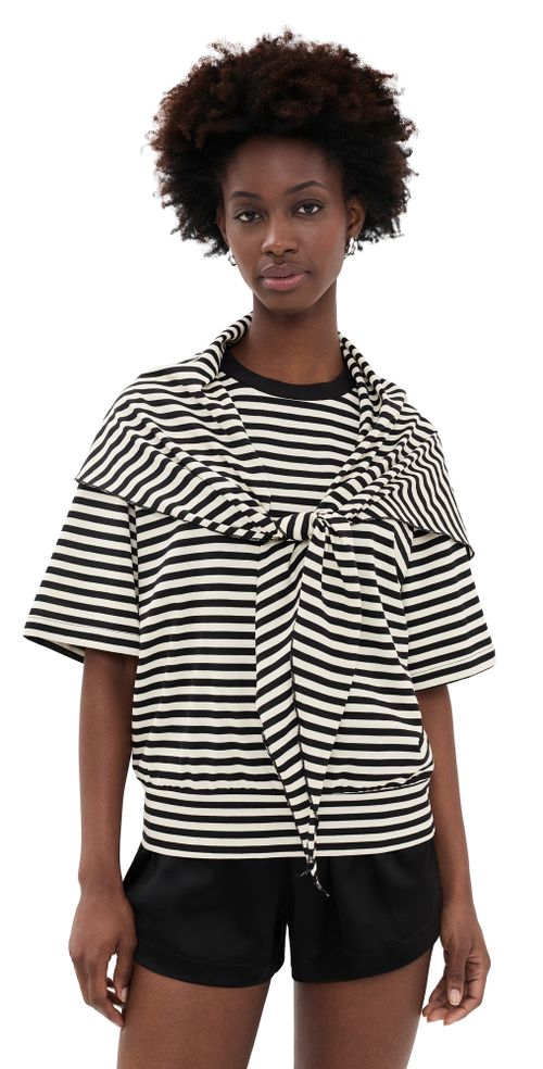 Olsen Short Sleeve Top Onyx Stripe