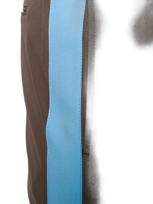 Contrast Tape Slim-Fit Trousers — Brown
