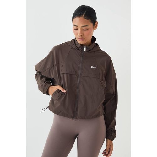 DSGN Studio Women's Zip Through Cropped Track Jacket in Dark Chocolate | : Sma