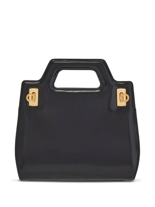 Mini Wanda calf leather tote bag - Black