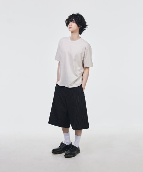 No-Tuck Wide Bermuda Slacks