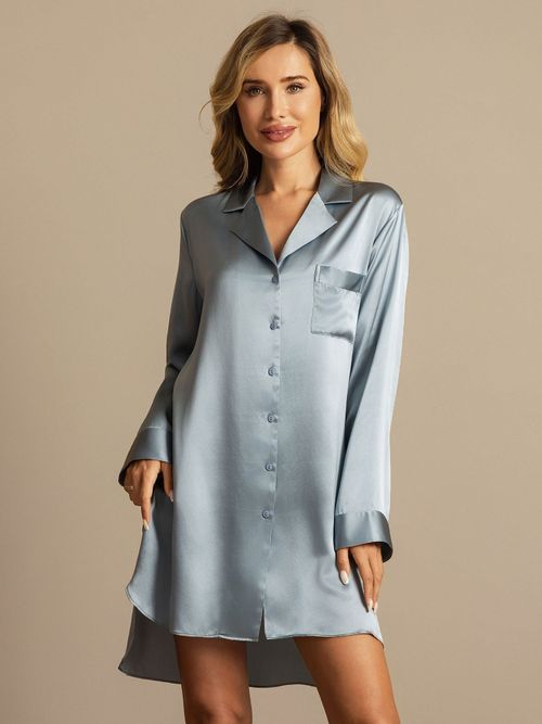 Pure Silk Nightshirt with High-Low Hem