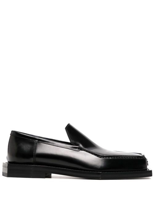 Square-toe polished-finish loafer - Black