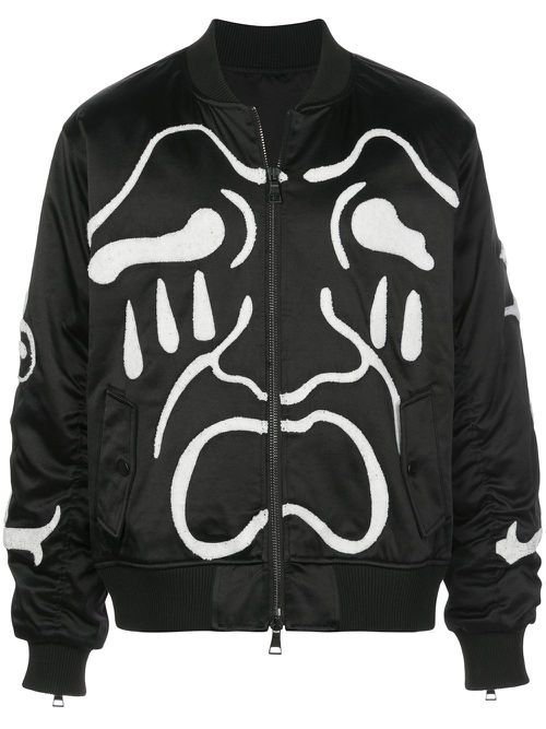 Scream embroidered bomber jacket - Black