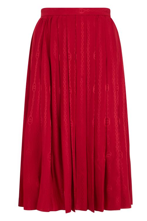 High-Waist Pleated Silk Twill Maxi Skirt