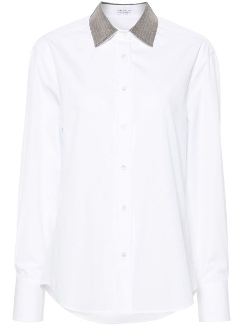 Monili-collar shirt - White