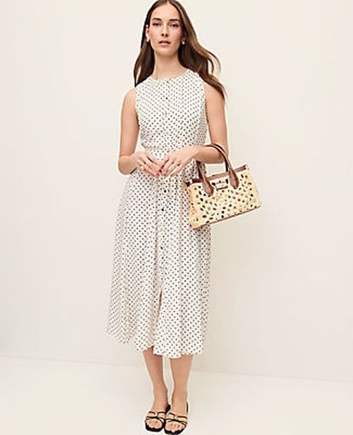Ann Taylor Petite Micro Dot Flare Dress