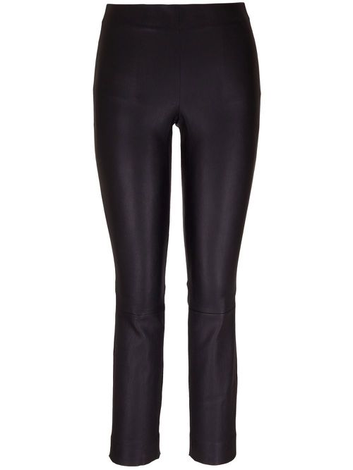 Leather slim-cut trousers - Black