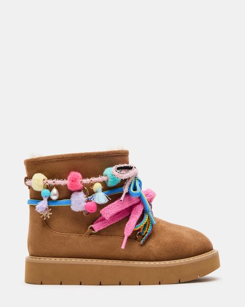 Steve Madden Kids' Puff Booties - Cognac - - Faux Fur