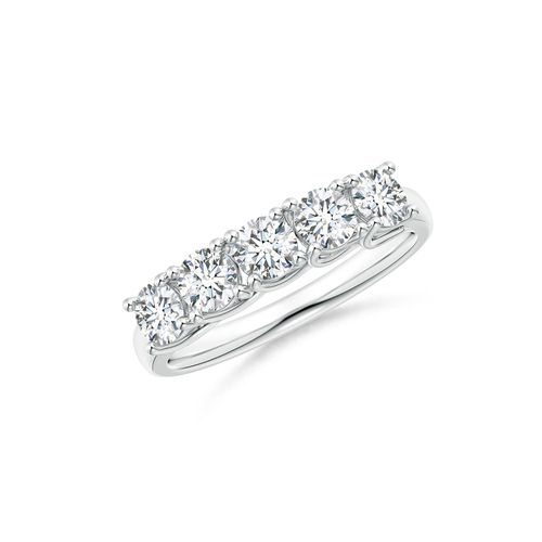 Angara 1.0 Carat Half Eternity Five Stone Diamond Wedding Band in Platinum