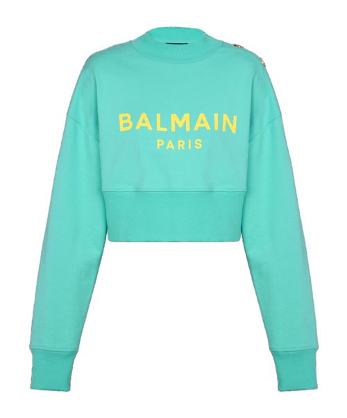 Logo Printed Crewneck Cropped Sweatshirt