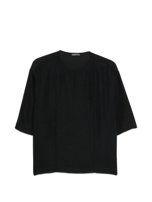 Wool Blend Blouse — Black